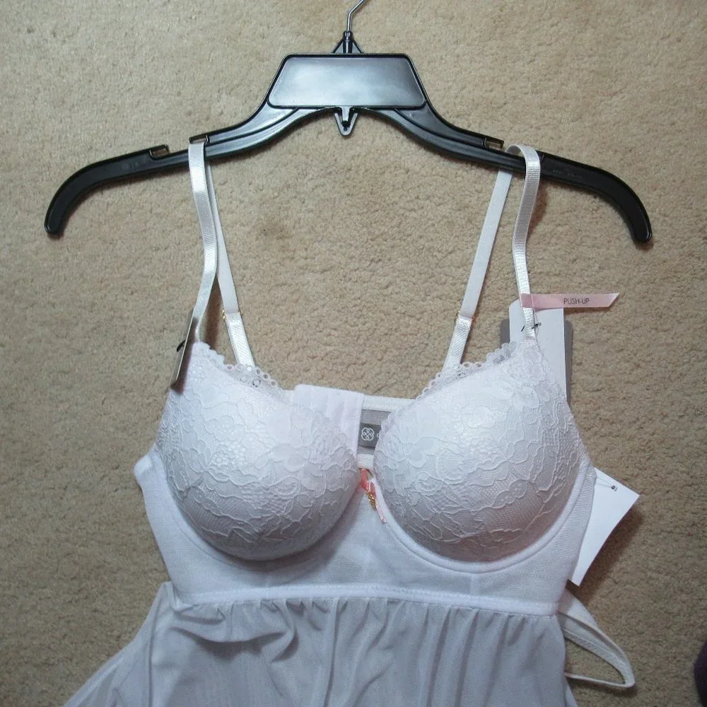 NWT push up babydoll  & panty white set L - Picture 5 of 16